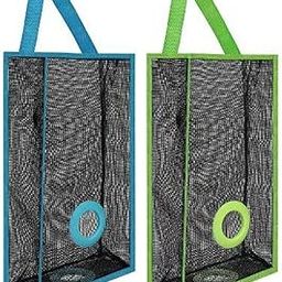 Plastic Reusable Net Wall Hanging Garbage Grocery Shopping Bag Storage Dispenser Holder Pouch- Trash Bag Organizer For Kitchen Home - Pack Of 2 Count (Multicolor)-17