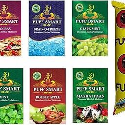 Herbal Hookah Molasses (100% Nicotine and Tobacco Free) Pan Ras, Brain-o-Freezer, Grapes, Double Apple, Mint and Maghai Paan Hookah Flavor (Pack of 6) with 1 Polo Coal(10 Discs)-image-91