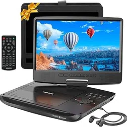 Megatek 12.5" Portable DVD Player with Headphones, Extended 6 Hour Battery, 10.5" HD Swivel Screen, Support CD/DVD/USB/SD Card, Car Headrest Mount, Car Charger-picture-29