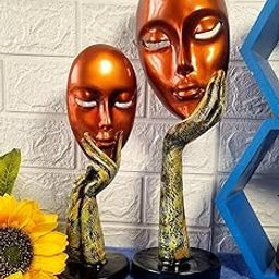 Edencart Creation Polyresin Brown Lady Face Showpiece, Perfect for Living Room and Entrance of Your Home or Office (32L x 21W x 20H)-image-54