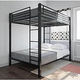 DHP Full Over Full Metal Bunk Bed, Sturdy Frame with Metal Slats, Black-picture-15
