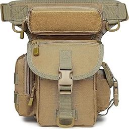 Linist Tactical Drop Leg Multipurpose Utility Waist Bag - Heavy-Duty Military-Style Thigh Pack Cross Body, Strap to Leg Or Hip for Motorcycling, Outdoor, Hiking, Adventure & Travel (KHAKI)-image-29