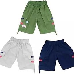 PAHIRVAA Pankhudi Creations Design 100% Cotton Solid Color Shorts for Boys and Girls Regular Fit Multicolor (Pack of Any 3) Aman_Capri_74_(W)-image-8