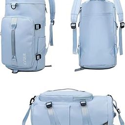 SHRBI Travel Duffel Bag Backpack For Women Sport Duffle Carry On Waterproof With Shoes Compartment Small Weekender Gym Yoga Swimming Sport Hiking, Medium,Travel (Blue), 35 liter-image-56