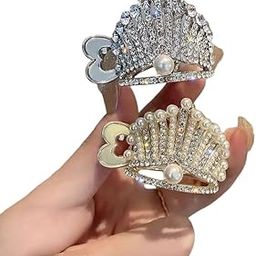2 Pcs Pearl With Rhinestone Hair Claw Silver & Gold Combo Crown Style Hair Ponytail Holder Tie Up Hair Clutch Clip For Women & Girls-image-91