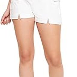 Women White Mini Shorts with Front Slits-image-18
