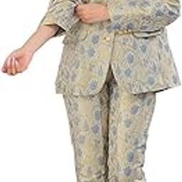 Golden Brocade Printed Coat with Pant-image-64