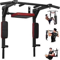 BODI PRO Wall-Mounted Pull Up Bar with Dip Station, 3-in-1 Multi-Function Home Gym Equipment, Black and Red (Maximum Weight Capacity-250 kg)-15