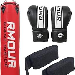 RMOUR Unfilled Red Heavy PU Punch Bag for Boxing, MMA, Sparring, Punching, Training, Kick Boxing, Muay Thai With Hanging Chain, Gloves and Hand Wraps-image-35