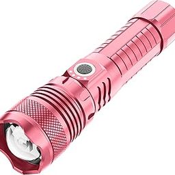 Victoper LED Torch Light, 20000 Lumens Bright Light Torch, 5000mAh, IP67 Waterproof, Rechargeable Tactical Torch Light, Handheld Flashlight (Pink)-10