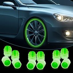 Mclear Tire Valve Stem Caps Universal for Car, Bikes, Trucks, Luminous Fluorescent Glow in The Dark Air Cover, Tire Pressure Radium Caps, Modification & Decoration Accessories, Green Color, Pack of 8-picture-0