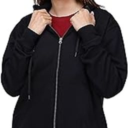 Women's Cotton Full Zipper Sweatshirt Hoodies with Kangaroo Pocket Winter Wear Hooded Neck Sweatshirt-image-87