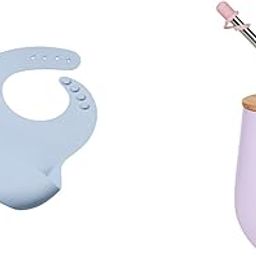 tudd Silicone Baby Bib for Feeding & Weaning Babies & Toddlers | Blue with Baby Stainless Steel Happy Tummy Mug 12oz, 240 Ml,Pink (2 Year - 6 Years) | Pink-image-78