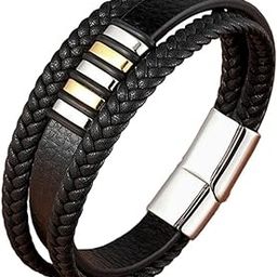 Braided Genuine Leather Mens Bracelet 21cm Cuff Bangle Wristband Jewellery A-image-34