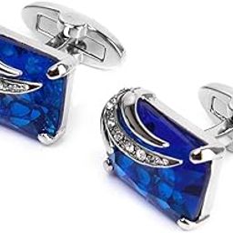 Men's Rectangle Blue Crystal Cufflinks Shirt Cuff Links Wedding Party Groom Gift-image-5