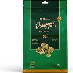 Barquillo Premium Pistachio Coated Chocolate Pouch - 5 Pcs (100 gm) | Pista Cream Filled Biscuit Roll imported | Dubai couverture taste | Diwali Gift Pack Celebration specially for Couples | Relatives-2