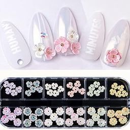 S.A.V.I 60 PCs Resin 3D Shell Flowers Nail Decoration Accessories in 12 Grids Box - Perfect for Salon & DIY Nail Art Design-image-55