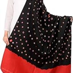Women's Bandhani/Bandhej Tie-Dye Shawl, Wraps (Black) (Size 40" X 80")-picture-14