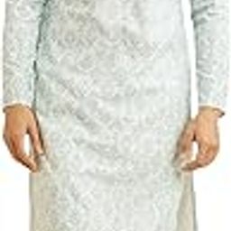 manyavar Men's Cotton Blend Printed | Chikankari Kurta Pyjama Set (2pcs)-picture-12