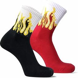 Pure Premium Cotton 2 Pack Crew Socks, Black and Red For Men and Women - Stretchable Free Size Anti Odur Sweat Free Anti Slip-image-22