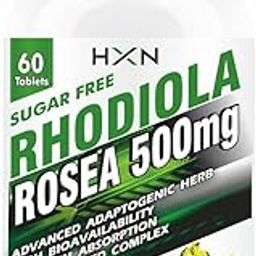 HXN Rhodiola Rosea 500mg Extract, With Piperine (95%). Standardized Adaptogenic Herb for Stress & Mood Support -60 No Sugar Tablets (Pack 1)-20