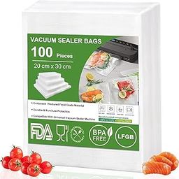 SONIQE Vacuum Pouch 20cm x 30cm, Pack of 100, Dotted Embossed BPA Free Microwaveable Transparent Food Storage Vacuum Bags with 90 Micron Thickness-image-44