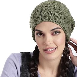 Winter Woolen Slouch Cap (Handmade Womens Diagonal Slouch Beanie) (2976 Mil Green)-image-49