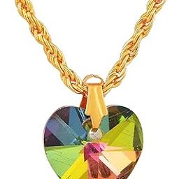 Rainbow Color Changing Crystal Glass Hanging Heart Valentine's Day Necklace Chain Pendant Jewelry for Women Girl's-image-84