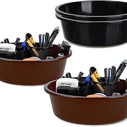 Homestic Pack of 4 Desk Organizer | Stationery Organizer | Multipurpose Storage Organizer | Office Supplies for Pen-Pencil-Staplers | Desktop Organizer | 6 LTR | Black & Brown-image-87