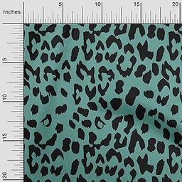oneOone Georgette Viscose Dusty Teal Green Fabric Leopard Animal Skin Sewing Craft Projects Fabric Prints by Yard 42 Inch Wide-image-11