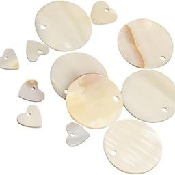 12 Pieces Round and Heart Mother of Pearl Shell Charm Beads fit Jewelry Necklace Making-2
