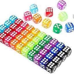 Regy Dice Set 100 Pcs, 16MM 6 Sided Translucent Colors Game Dice,10 Colors, (Red, Dark Blue, Green, Yellow, Orange, Purpal, Pink, Black, Sky Blue,Dark Purpal)-image-44