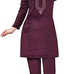 Women Winter/Valvet Embroided Night Suit Set-picture-27