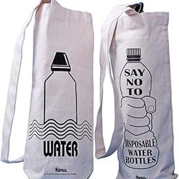 Arka Home Products Water Bottle Sling Bag - Eco-Friendly, Washable, Reusable Carrier - Set Of 2, Off-White Canvas, 1 L-image-8