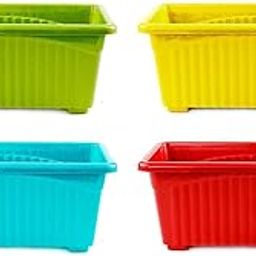 Ocean Mart Multicolor Window Pot Rectangular Plastic Pots for Plants, Jupiter Flower Pots for Home, Window Display, Garden (Set of 4) (35 x 18.5 x 15 cm)-12