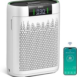 KNKA Air Purifiers for Home Large Room Bedroom up to 1450 Ft², Hepa Air Purifier with Air Quality Monitor, Smart WiFi, Sleep Mode, Air Cleaner for Pets Dust Odor Smoke Pollen, AP2000WF, White-image-84