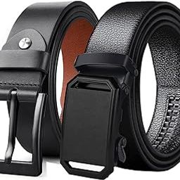 Men's Belt Combo | Pack of 2 | Genuine & PU Leather | Black | Sizes 30-44-image-2