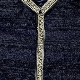 Pulse Weaves Men's Ethnic Unstitched Kurta Fabric, Poly Raw Silk with Santun Silk, 3 Meters each, Navy Blue, Upto 5XL-image-97