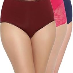 Women's Cotton Spandex High Waist Outer Elastic Hipster Panty - Pack of 3-image-32