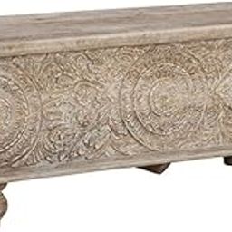 ND INTERNATIONAL Modern Solid Wood Trunk Box with White Wash Finish for Living Room, Bedroom Wooden Blanket Chest and Storage Trunk Coffee Table with Hinged Lid Rustic Farmhouse Storage-image-57