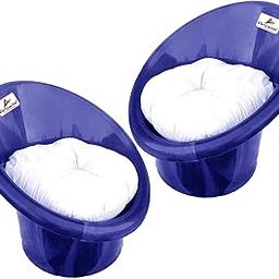 ANJWAR Plastic Tub Chairs/Arm Chairs/Chairs For Home, Living Room/Indoor And Outdoor Chairs With Complimentary Cushions Set Of 02 (Multi Blue)-image-89