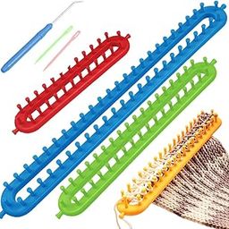HASTHIP® 4 Sizes Color Long Knitting Looms Kit with Sewing & Loom Needles, Beginner-Friendly DIY Starter Set for Scarf & Blanket Making, Durable & Versatile Knitting Machine for Home-25