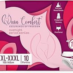 QuinComfort Period Panty for Girls & Women (XXL-XXXL), Pack of 4 – 10 Pcs, 12 Hrs Protection, Super Absorbent 360° Coverage, Leak-Proof for Heavy Flow, Maternity, Postpartum & Overnight Use (40 Count)-1