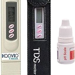 KONVIO NEER Imported Tds Meter for Ro Water/Tds Testing Meter, Digital Lcd Tds Meter, Water Filter Tester for Measuring Tds/Temp/Ppm with Carry Case Tds with Ph Drop, White-91