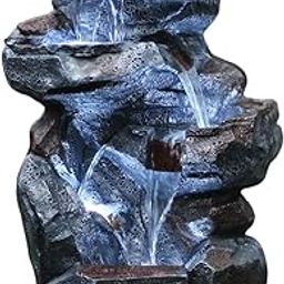 Holiness Craft Cascading Rock Water Fountain for Home Decor Living Room Garden Patio Deck Porch - Yard Art Decoration Gift Gifting with LED Lights Water Pump-image-97