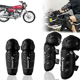 Auto Pearl Motorcycle Knee Shin Guards Elbow Pads, 4 in 1 Monstor Style Knee Shin Safe Protection Armor for Moto Cycling Racing compatible with RX135 (Black, 4Pcs)-image-71