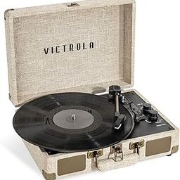 Victrola Journey+ Signature Turntable Record Player - 33-1/3, 45 & 78 RPM Suitcase Vinyl Record Player, Bluetooth Connectivity & Built-in Speakers, Stereo RCA Output, Linen Finish, Cream-picture-29