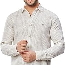 Men's White and Brown with Lining and Checks Shirts with Cotton Blend | Slim fit Comfortable Shirt | Thin to Thick Lining and Checks | Casual and Office wear.-image-7