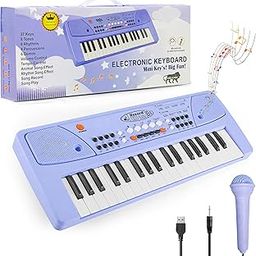 Gesto Piano for Kids with Mic Recorder - 37 Keys 8 Rhythms 8 Tones 6 Demos Portable Musical Toys, Keyboard Musical Instrument for Boys Girls | Baby Toy for Age 3 to 14 Years (Blue)-6