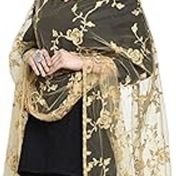 Women's Nylon Net Embroidered Dupatta (Beige), 2.20 Mtrs-16